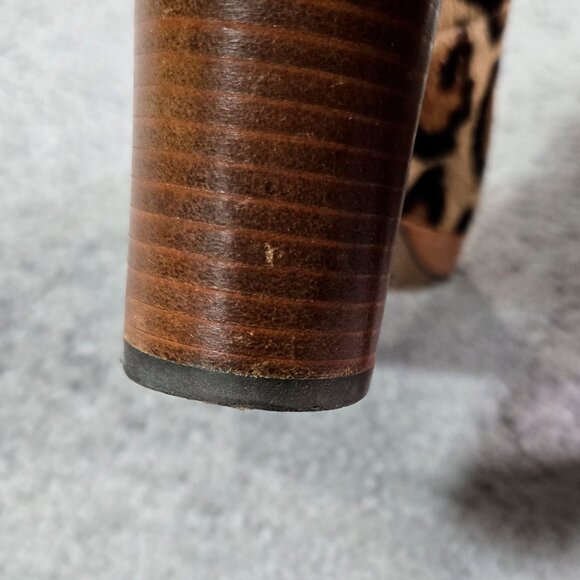 Sam Edelman Lyla Leopard Print Leather Calf Hair Platform Pumps Ankle Strap - Picture 10 of 13